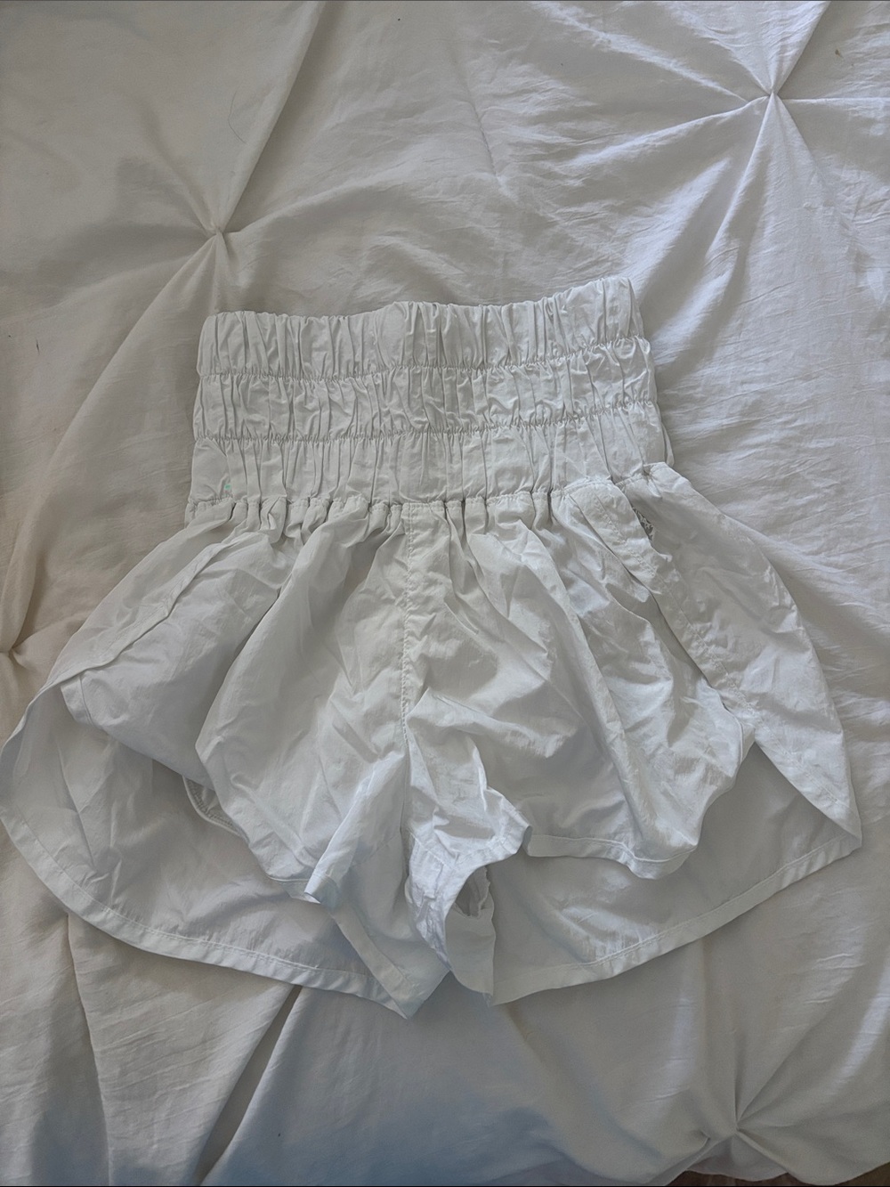 FP Movement by Free People White High-Waist Smocked Athletic Shorts